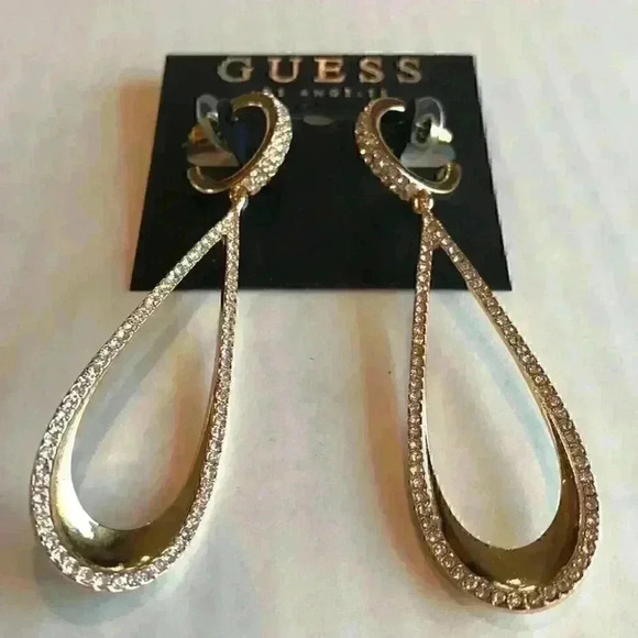 Guess new Pave lined Dangle Earrings - Picture 5 of 8